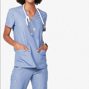 Figs Casma Three Pocket Top Heather Indigo Rare Color Size Small